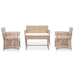 vidaXL Salon de jardin 4 Pièces avec coussins Résine tressée Beige