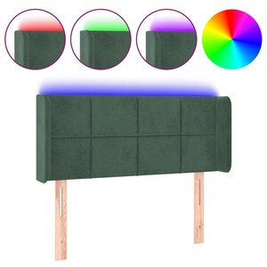 vidaXL Tête de lit à LED Vert foncé 93x16x78/88 cm Velours