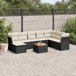 vidaXL Salon de jardin 9 Pièces avec coussins noir résine tressée