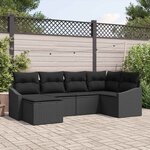vidaXL Ensemble de canapé de jardin 6 Pièces Noir Poly rotin