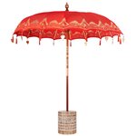 Parasol balinais Rouge 210-220 cm Coton  bois massif