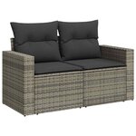 vidaXL Salon de jardin avec coussins 7 Pièces gris résine tressée