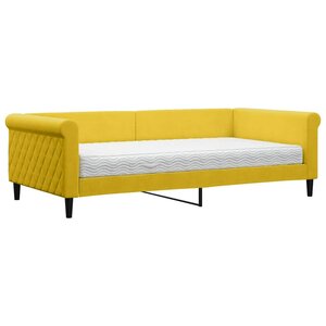 vidaXL Lit de jour avec matelas jaune 100x200 cm velours