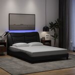 vidaXL Cadre de lit avec LED sans matelas Hvar noir 140x190 cm tissu