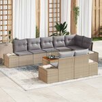vidaXL Ensemble de canapé de jardin 9 Pièces Beige Poly rotin