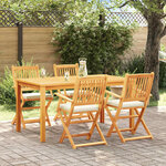vidaXL Chaises de jardin pliantes avec coussins blancs  par 4  en bois d'acacia massif.