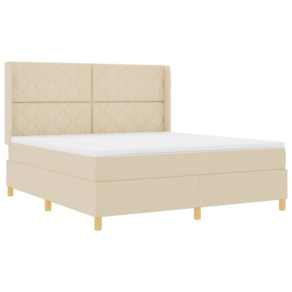 vidaXL Lit à ressorts avec matelas Crème 180 x 200 cm tissu