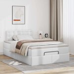 vidaXL Lit ottoman avec matelas & LED blanc pur 120x190cm similicuir