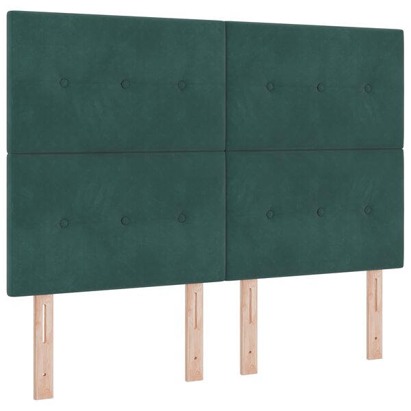 Cabeça de cama vidaXL Bouton Rembourré Vert Foncé 140 cm Velours