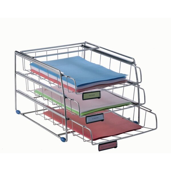 Corbeille à courrier chromé  - H. 25 cm - Set de 3 (paquet 3 unités)