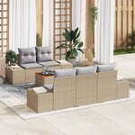 vidaXL Ensemble de canapé de jardin 6 Pièces Beige Poly rotin