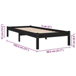 vidaXL Cadre de lit Noir Bois massif 75x190 cm Petit simple