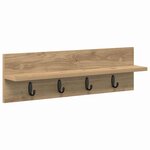 vidaXL Porte-manteau mural chêne artisanal 60 x 10.5 x 18 cm