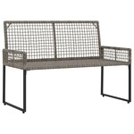 vidaXL Banc extérieur Gris 118 x 55 x 82 cm Rotin PE et tissu