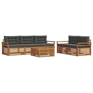 vidaXL Ensemble de canapés d'extérieur 6 pc Naturel et Anthracite