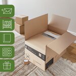 Pack and Move - Lot 15 cartons déménagement hauteur modubale : variable - 60 x 45 x 31-41 cm - Poignées renforcées - 1 adhésif offert