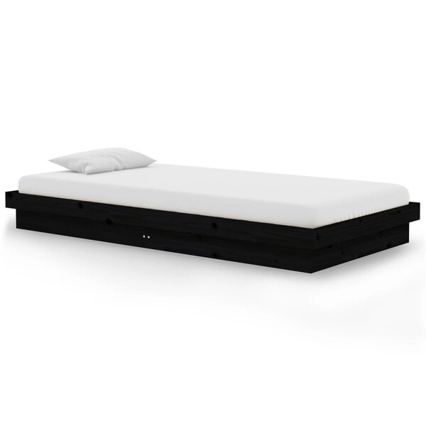 vidaXL Cadre de lit Noir Bois massif 100x200 cm