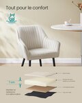 Chaise de salle à manger fauteuil siège rembourrée avec accoudoirs largeur d’assise 49 cm pieds en métal revêtement en velours charge 110 kg pour salon chambre gris 12_0004913