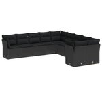 vidaXL Ensemble de canapé de jardin avec coussin 13 Pièces Noir polyrotin