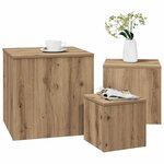 vidaXL Tables d'appoint 3 Pièces vieux bois bois d'ingénierie