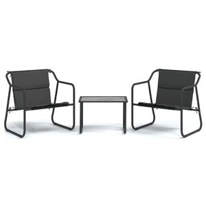 vidaXL Salon de jardin avec coussins 3 Pièces anthracite acier