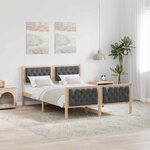 vidaXL Cadre de lit Gris foncé 150 x 200 cm Pin massif
