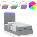 vidaXL Lit ottoman avec matelas et LED gris clair 90x200 cm tissu