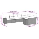 vidaXL Salon de jardin 9 Pièces avec coussins noir résine tressée