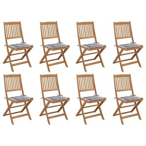 vidaXL Chaises pliables d'extérieur et coussins lot de 8 Bois d'acacia