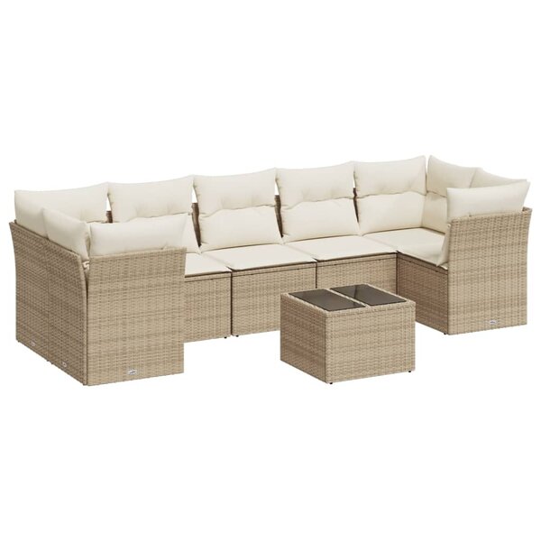 vidaXL Salon de jardin avec coussins 8 Pièces beige résine tressée