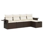 vidaXL Salon de jardin avec coussins 5 Pièces marron résine tressée