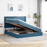 vidaXL Lit de rangement LED avec matelas Bleu foncé 160 x 200 cm