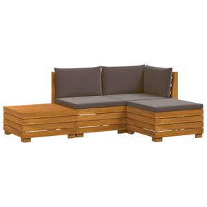 vidaXL Ensemble de canapés d'extérieur avec coussin 4 Pièce Marron