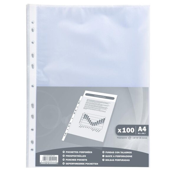 SACH.100 POCH.PERFO A4 PP Grainé 4/100 x 10 EXACOMPTA
