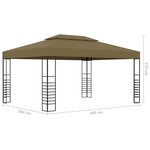 vidaXL Tonnelle avec guirlande lumineuse à LED 3x4 m Taupe