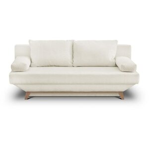 Banquette convertible 3 places TEIJO - Tissu bouclette beige - Coffre de rangement - 187 x 91x 82 cm