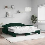 vidaXL Lit de jour et gigogne et matelas vert foncé 100x200 cm velours