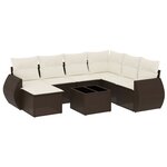 vidaXL Salon de jardin 8 Pièces avec coussins marron résine tressée