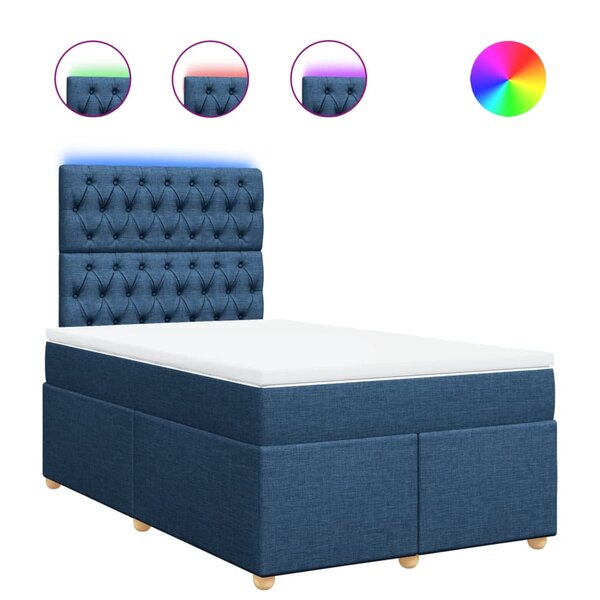 vidaXL Sommier à lattes de lit avec matelas bleu 120x190 cm tissu