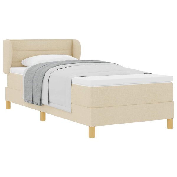 vidaXL Lit à ressorts avec matelas Crème 100 x 200 cm tissu
