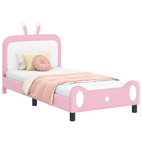 vidaXL Cadre de lit pour enfants avec tête de lit Rose 90 x 200 cm PU