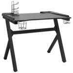 vidaXL Bureau de jeu à LED en forme de Y noir 110x60x75 cm