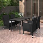 vidaXL Mobilier à dîner de jardin coussins 5 Pièces Résine tressée Verre