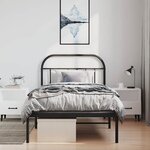 vidaXL Cadre de lit métal sans matelas avec tête de lit noir 100x190cm