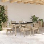 vidaXL Ensemble de salle à manger pour jardin 7 Pièces Beige Poly rotin