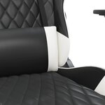 vidaXL Chaise de jeu avec repose-pied Noir et blanc Similicuir