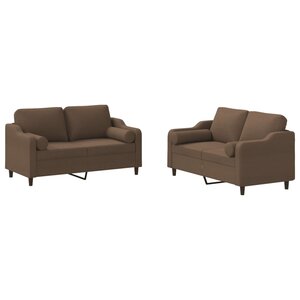 vidaXL Ensemble de canapés 2 Pièces avec coussins marron tissu