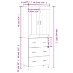 vidaXL Buffet haut Chêne sonoma 69 5x34x180 cm Bois d'ingénierie