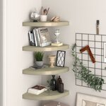 vidaXL Étagères d'angle flottantes 4 Pièces chêne 35x35x3 8 cm MDF