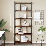vidaXL Bibliothèque 6 niveaux chêne fumé 76x32x192cm bois d'ingénierie
